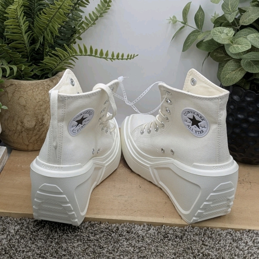 New Converse Chuck 70 De Luxe Wedge Egret Womens Size 8 Platform Shoes - Picture 7 of 11